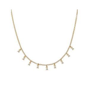 ILEANA MAKRI 18k Yellow Gold & Diamond  Baguette Charm Necklace